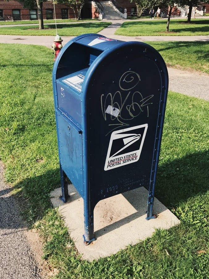 Blue USA post box